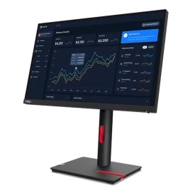 Монитор LENOVO ThinkVision T22i-30, 21.5 инча, IPS, FHD, WLED, 4ms, HDMI, DP, VGA, 4x USB 3.2, USB-B 3.2, Raven Black, Нарушена опаковка