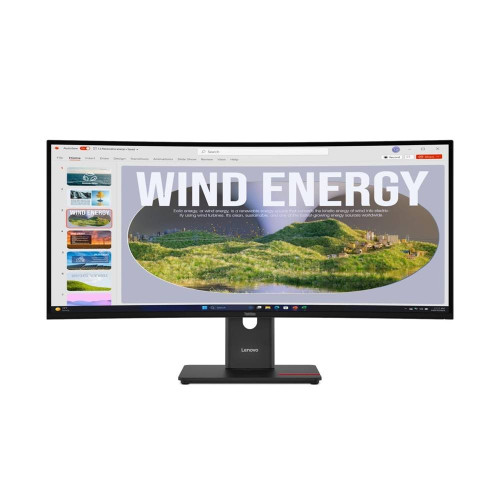 Монитор LENOVO ThinkVision T34WD-40, 34 инча, 3440 x 1440, VA, 120 Hz, USB-C Docking, 96 W, EPEAT Gold, TCO 10
