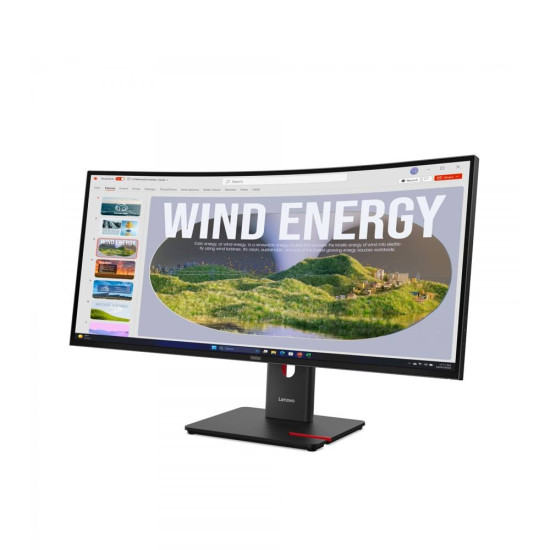 Монитор LENOVO ThinkVision T34WD-40, 34 инча, 3440 x 1440, VA, 120 Hz, USB-C Docking, 96 W, EPEAT Gold, TCO 10