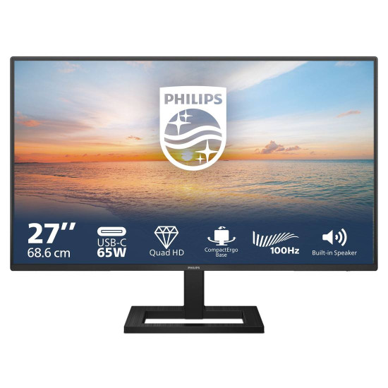 Монитор PHILIPS 27E1N1600AE/00, 27 инча, 2560x1440, IPS, 100Hz, HDMI, DP, USB-C
