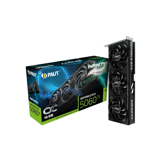 Видеокарта PALIT GeForce RTX 5060 Ti Infinity 3 OC, 16GB GDDR7, 128 bit, 1x HDMI 2.1b, 3x DP 2.1b, 3 Fan - NE7506TS19T1-GB2061S