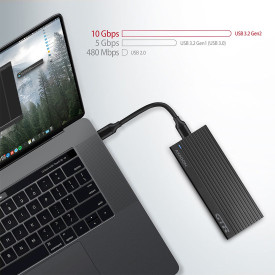 Външна кутия за диск AXAGON EEM2-GTR SuperSpeed+, USB-C, M.2 2230, M.2 2242, M.2 2260, M.2 2280