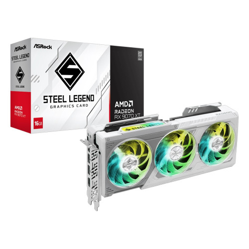 Видеокарта ASRock AMD Radeon RX 9070 XT Steel Legend, 16GB, 256-bit, 3xDP, 1xHDMI