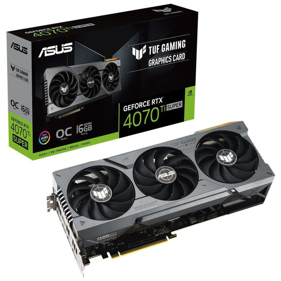 Видеокарта ASUS TUF RTX 4070 Ti SUPER OC Gaming, 16GB, 3 xDisplayPort 1.4a, 2 x HDMI 2.1a Видеокарта ASUS TUF RTX 4070 Ti SUPER OC Gaming, 16GB, 3 xDisplayPort 1.4a, 2 x HDMI 2.1a
