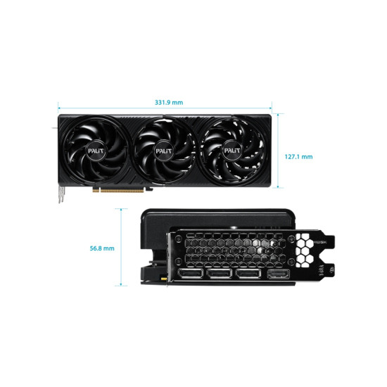 Видеокарта PALIT GeForce RTX 5080 Infinity 3, 16 GB GDDR7, 256-bit, 1 x HDMI 2.1b, 3 x DisplayPort 2.1b, 3 вентилатора