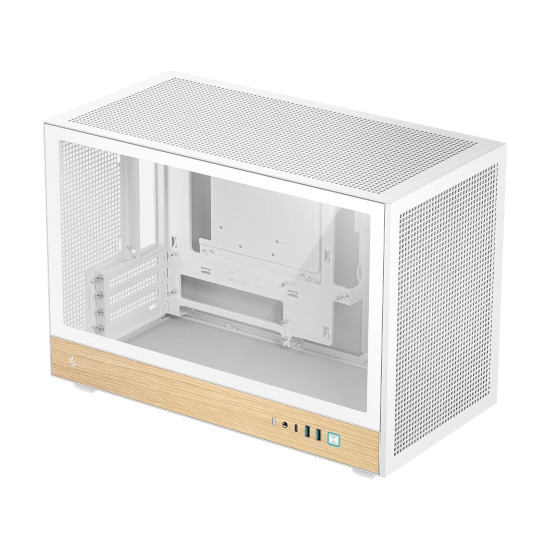 Кутия за компютър DeepCool CH260 WOOD , Mini Tower, 2 x USB 3.0, 1 x USB Type-C Gen 2, 1 x Audio, White