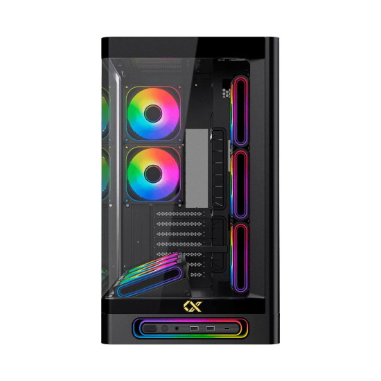 Кутия за компютър Heaven Air, EN49590, 2 x USB 3.0, USB Type-C, извит панел от закалено стъкло, Black