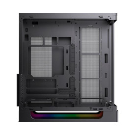 Кутия за компютър Heaven Air, EN49590, 2 x USB 3.0, USB Type-C, извит панел от закалено стъкло, Black