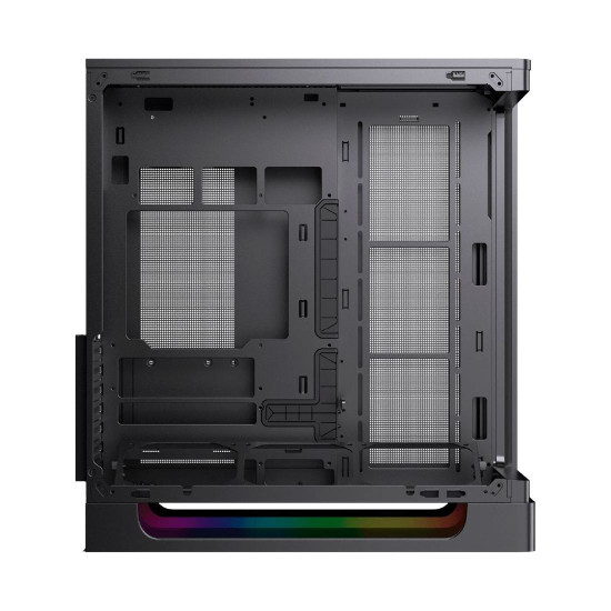 Кутия за компютър Heaven Air, EN49590, 2 x USB 3.0, USB Type-C, извит панел от закалено стъкло, Black
