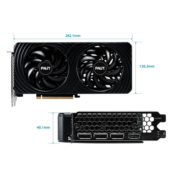 Видеокарта PALIT GeForce RTX 5060 Ti Dual, 8GB GDDR7, 128 bit, 1x HDMI 2.1b, 3x DP 2.1b - NE7506T019P1-GB2062D