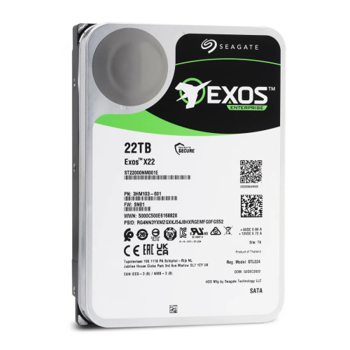 Вътрешен твърд диск Seagate Exos X22, 22TB, SATA 6Gb/s, 7200RPM, 256MB, 3.5 инча