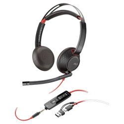 Слушалки HP Poly Blackwire 5220 Stereo, USB-C, 3.5mm Plug, USB-C/A Adapter