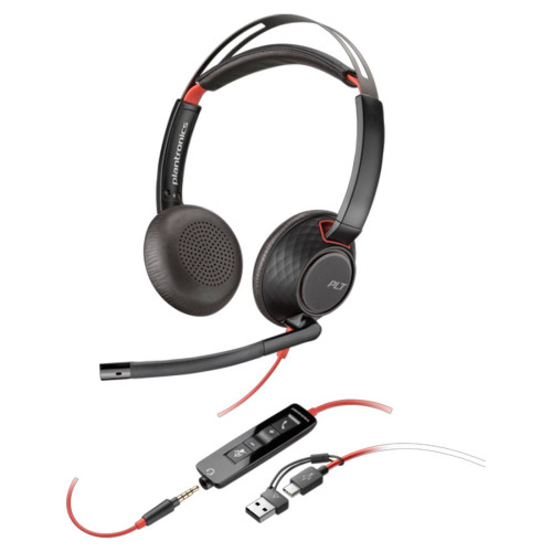 Слушалки HP Poly Blackwire 5220 Stereo, USB-C, 3.5mm Plug, USB-C/A Adapter