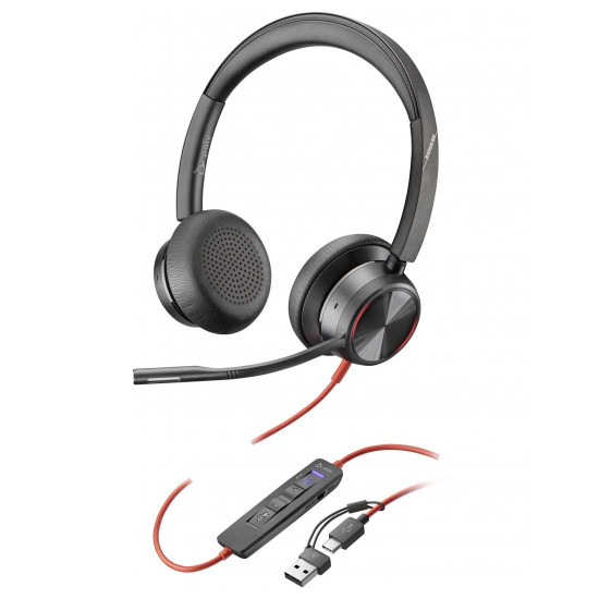 Слушалки HP Poly Blackwire 8225, Stereo, Microsoft Teams Certified, USB-C, USB-C/A Adapter