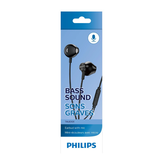 Слушалки PHILIPS In-ear с отворен гръб, черни, TAUE101BK/00