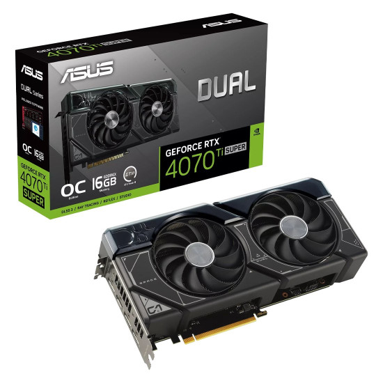 Видеокарта ASUS Dual GeForce RTX 4070 Ti SUPER OC Edition, 16GB GDDR6X, PCIe 4.0, HDMI 2.1a, DisplayPort 1.4a