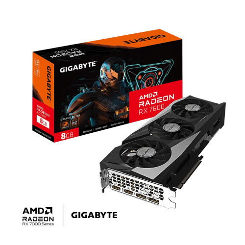 Видеокарта Gigabyte Radeon RX 7600 Gaming OC, 8GB, GDDR6, 128-bit, PCI Express 4.0, HDMI 2.1a, DisplayPort 1.4a