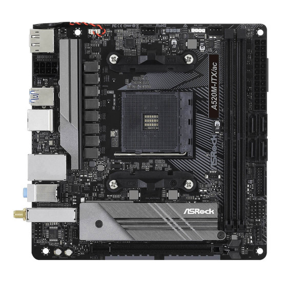 Дънна платка ASRock A520M-ITX/AC, AM4, 2xDDR4, 1xPCIe 3.0, DisplayPort, HDMI, mITX