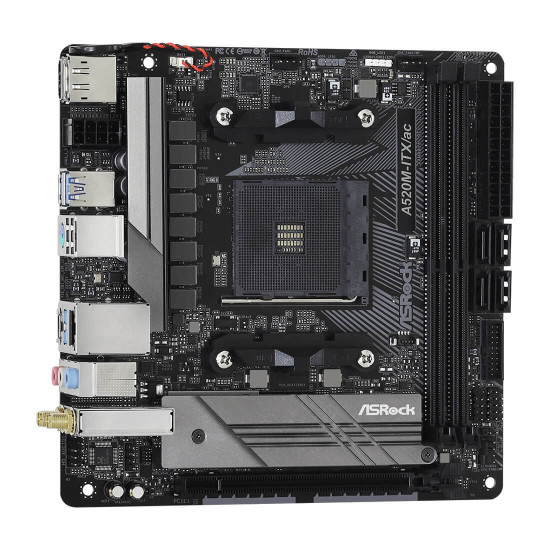 Дънна платка ASRock A520M-ITX/AC, AM4, 2xDDR4, 1xPCIe 3.0, DisplayPort, HDMI, mITX