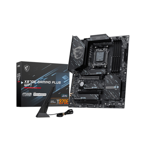 Дънна платка MSI X870E GAMING PLUS WIFI, ATX, AM5, DDR5, PCIe 5.0, USB4, Wi-Fi 7, 5G LAN, Audio Boost