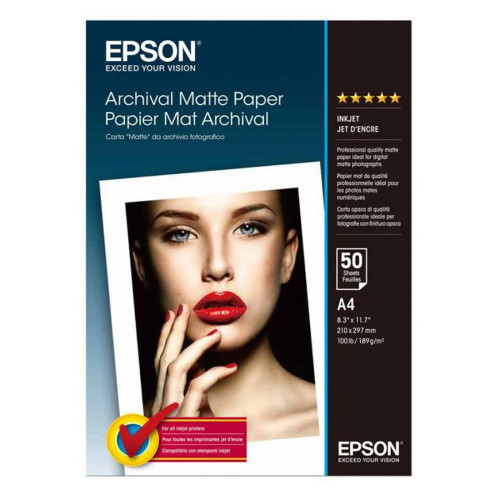 Фотохартия EPSON Archival Matte Photo, S041342, A4, 50 coli, 192g/mp