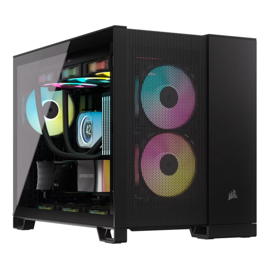 Кутия за компютър Corsair 2500D AIRFLOW, Mid-Tower, Dual Chamber, Tempered Glass, Micro-ATX, Mini-ITX, Black