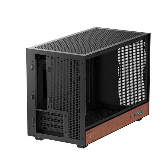 Кутия за компютър DeepCool CH260 WOOD, Mini Tower, 2 x USB 3.0, 1 x USB Type-C Gen 2, 1 x Audio, Black