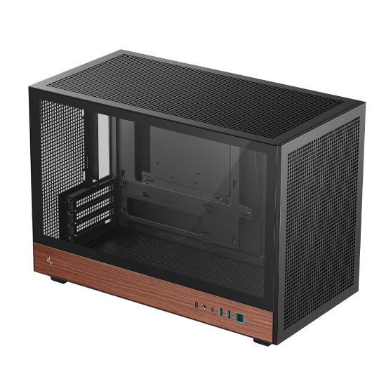Кутия за компютър DeepCool CH260 WOOD, Mini Tower, 2 x USB 3.0, 1 x USB Type-C Gen 2, 1 x Audio, Black
