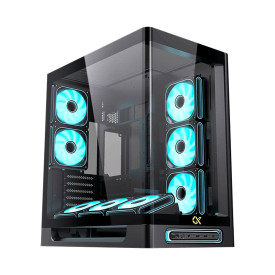 Кутия за компютър Heaven, EN49576, 2 x USB 3.0, USB Type-C, извит страничен панел от закалено стъкло, Black