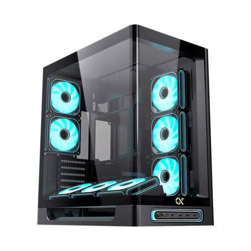 Кутия за компютър Heaven, EN49576, 2 x USB 3.0, USB Type-C, извит страничен панел от закалено стъкло, Black