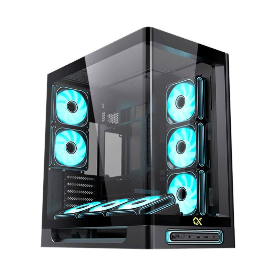 Кутия за компютър Heaven, EN49576, 2 x USB 3.0, USB Type-C, извит страничен панел от закалено стъкло, Black