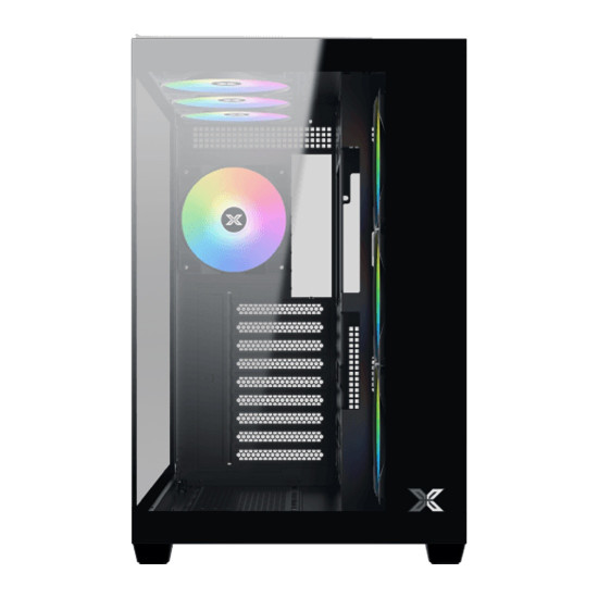 Кутия за компютър XIGMATEK Aqua V Air, Black, ATX, U3x2 + Type C, 2PCS TG, 6PCS Z22A Reverse & 1PC Z22A, ARGB Remote Control Kit