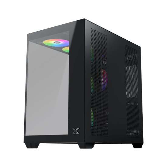 Кутия за компютър XIGMATEK Aqua V Air, Black, ATX, U3x2 + Type C, 2PCS TG, 6PCS Z22A Reverse & 1PC Z22A, ARGB Remote Control Kit
