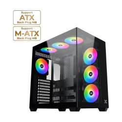 Кутия за компютър XIGMATEK Aqua V Air, Black, ATX, U3x2 + Type C, 2PCS TG, 6PCS Z22A Reverse & 1PC Z22A, ARGB Remote Control Kit