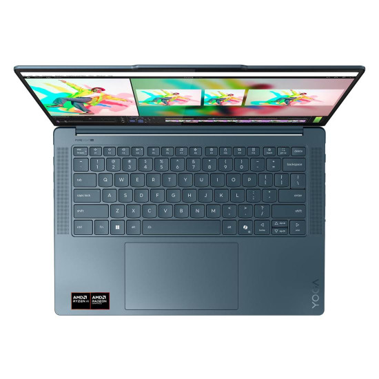 Лаптоп LENOVO Yoga Pro 7, AMD Ryzen AI 9 365, 14.5 инча, 2.9 K OLED, 500 NITS, 90 Hz, 32 GB DDR5x, 1 TB SSD, Windows 11 Pro, Tidal Teal