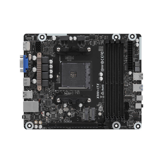 Мини компютър ASRock DeskMeet X300, AMD AM4 Socket, 65W, DDR4 3200MHz, 128GB, PCIe 3.0 x16, DisplayPort, HDMI, D-Sub, SATA3, Ultra M.2, USB 3.2 Gen1 Type-C, USB 3.2 Gen1 Type-A, USB 2.0 Type-A