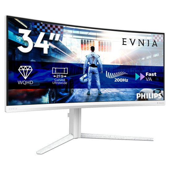 Монитор Philips 34M2C5601QA, 34 инча Fast VA, UWQHD (3440 x 1440), 200Hz, 21:9