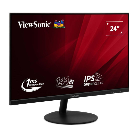 Монитор ViewSonic VA24E2-H, 23.8 инча IPS, Full HD (1920 x 1080), 144Hz, 1 ms, HDMI, D-Sub