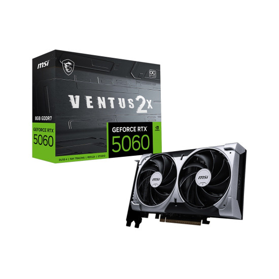 Видеокарта MSI GeForce RTX 5060 8G VENTUS 2X OC, 8GB GDDR7, 128-bit, PCIe 5.0 (x8), 3x DP 2.1b, HDMI 2.1b