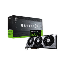 Видеокарта MSI GeForce RTX 5060 Ti 8G VENTUS 3X OC, 8GB GDDR7, 128-bit, PCIe 5.0 (x8), 3x DP 2.1b, HDMI 2.1b