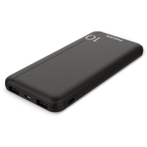 Външна батерия PHILIPS DLP1810CB, 10000 mAh, 2xUSB-A, USB-C, Black