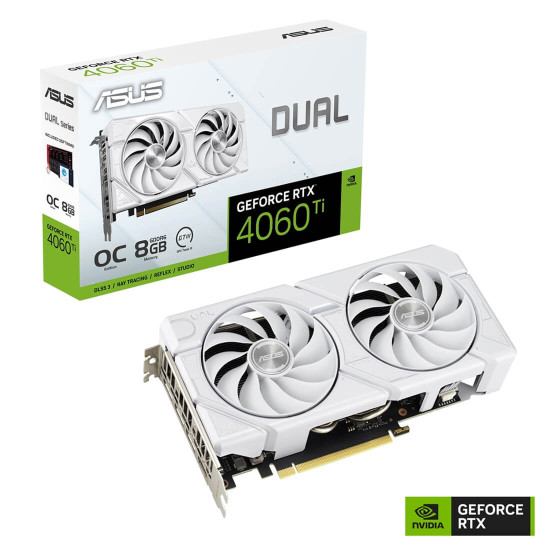 Видеокарта ASUS DUAL RTX 4060 TI OC, 8GB, EVO, White