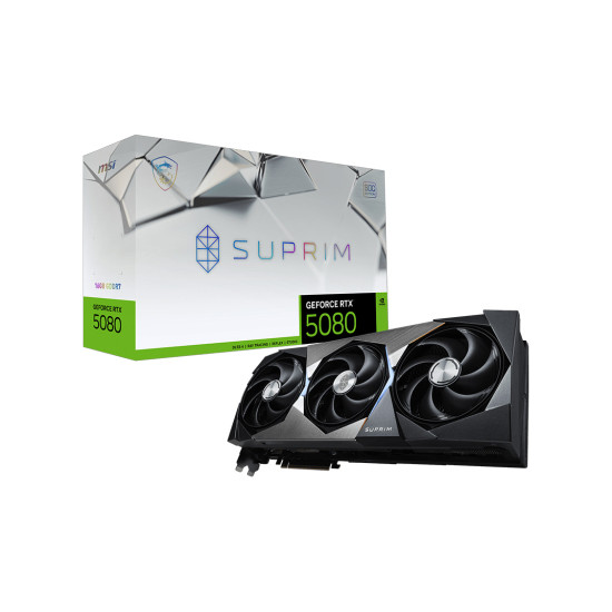Видеокарта MSI GeForce RTX 5080 SUPRIM SOC, 16GB GDDR7, 256-bit, 1x HDMI 2.1b, 3x DP 2.1b