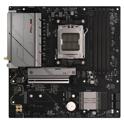 Дънна платка Sapphire Pulse B850M WIFI, AM5, 4xDDR5, PCIe5, LAN 2.5 Gbps, WiFi6, USB, mATX