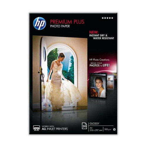 Фотохартия HP Premium Plus Glossy, CR672A, бяла, 300 gr, A4, 20 листа, 1 опаковка