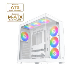 Кутия за компютър XIGMATEK Aqua V Air Arctic, White, ATX, U3x2 + Type C, 2PCS TG, 6PCS Z22A Arctic Reverse & 1PC Z22A Arctic, ARGB Remote Control Kit