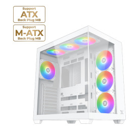 Кутия за компютър XIGMATEK Aqua V Air Arctic, White, ATX, U3x2 + Type C, 2PCS TG, 6PCS Z22A Arctic Reverse & 1PC Z22A Arctic, ARGB Remote Control Kit