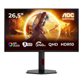 Монитор AOC Q27G4ZDR, 27 инча OLED, QHD (2560 x 1440), 240Hz, 0.03 ms GtG, Adaptive Sync, 2x HDMI 2.1, DisplayPort 1.4, 2x USB-A, 1x USB-B