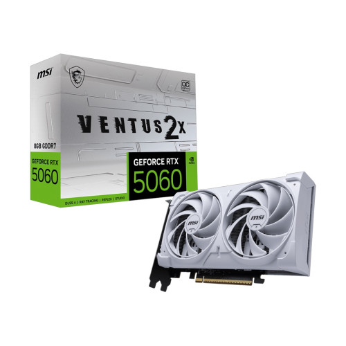 Видеокарта MSI GeForce RTX 5060 8G VENTUS 2X OC WHITE, 8GB GDDR7, 128-bit, PCIe 5.0 (x8), 3x DP 2.1b, HDMI 2.1b