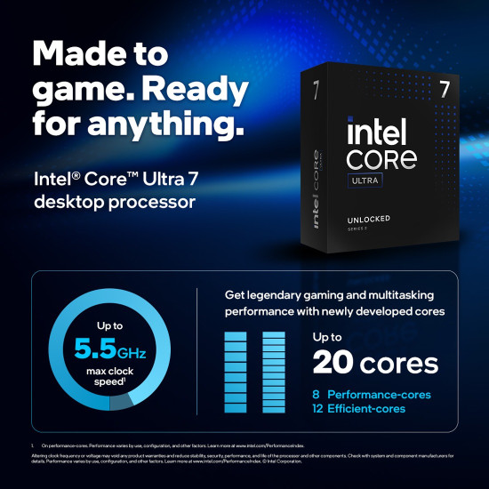Процесор INTEL Core Ultra 7 265KF, 5.5GHz, FCLGA18W, LGA1851, 30M Cache, Boxed